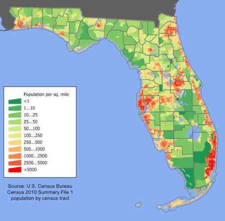 Florida Population Map (2010 US Census)